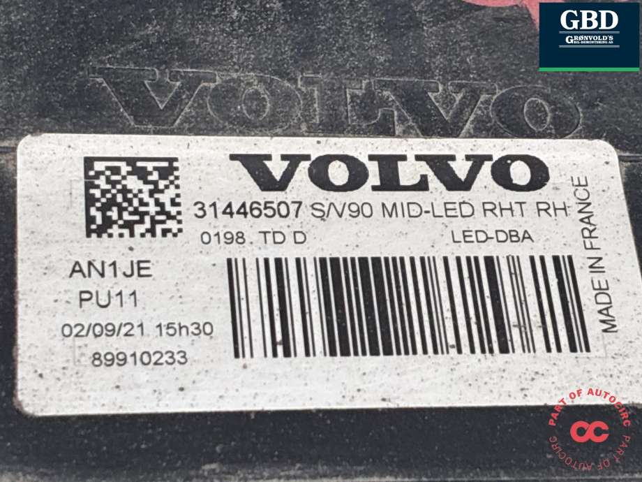 Frontlykt høyre full-LED til Volvo V90 / V90 CC / S90 2016-->>  (31446507|)