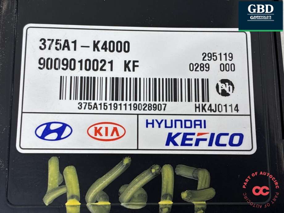 Styreenhet batteri elbil (BMS - Battery Management System) til Hyundai Kona 2017-2021 (Type I, Fase 1) (|375A1-K4000)