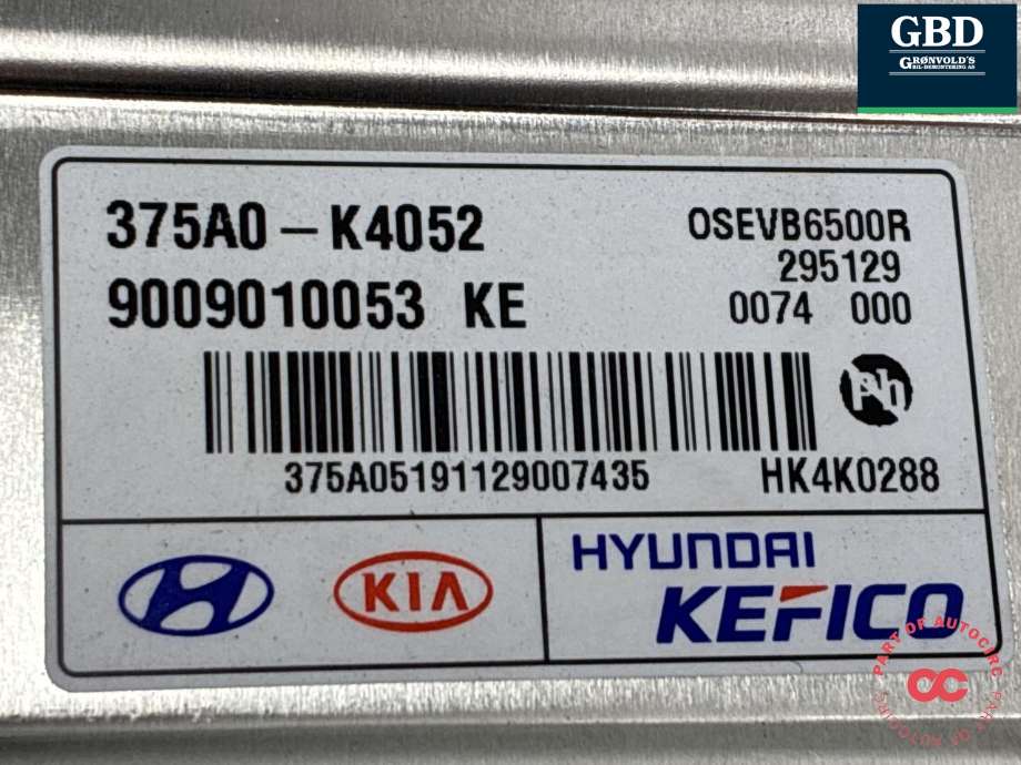 Styreenhet batteri elbil (BMS - Battery Management System) til Hyundai Kona 2017-2021 (Type I, Fase 1)  (375A0K4 052|375A0-K4052|)