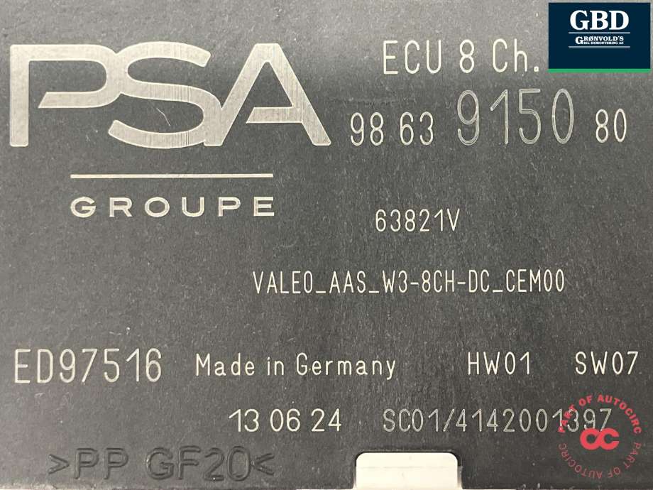 Styreenhet parkering til Peugeot e-3008 2023-->> (VALEO|16 945 743 80|98 63 9150 80|)