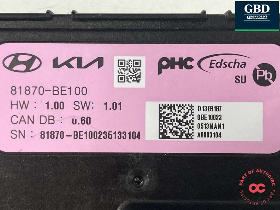 Styreenhet elektrisk bakluke til Hyundai Kona 2024-->> (Type II) (81870BE100|)