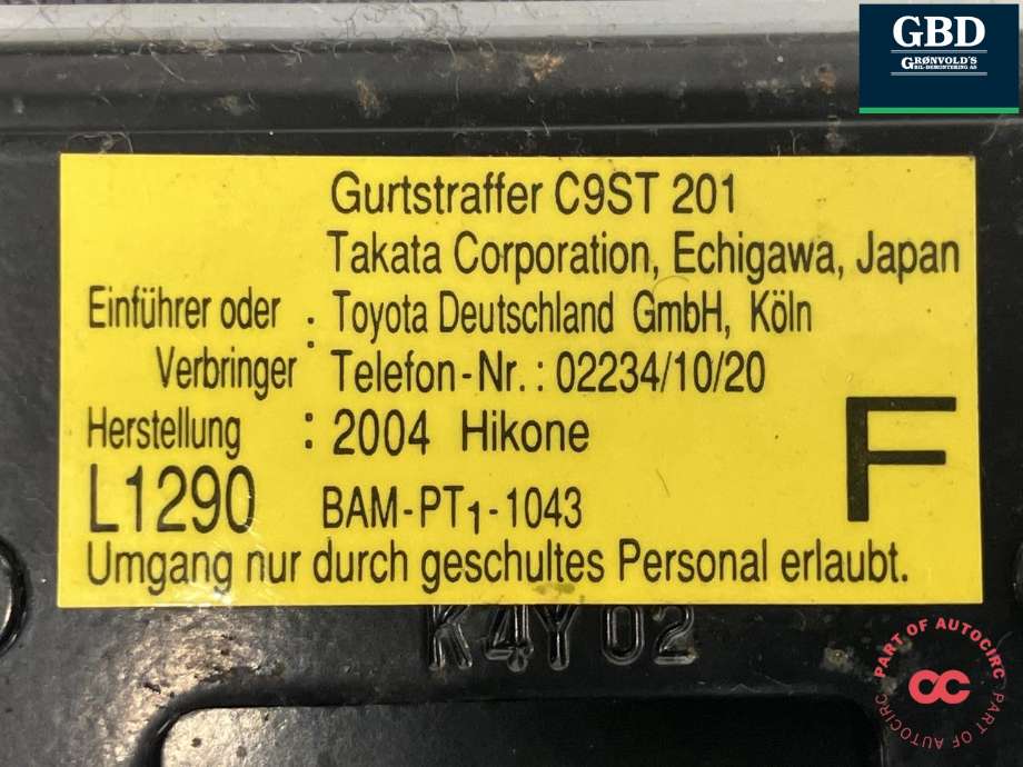 Sikkerhetsbelte foran høyre til Toyota Land Cruiser 120 2002-2009  (7321060540B0|)