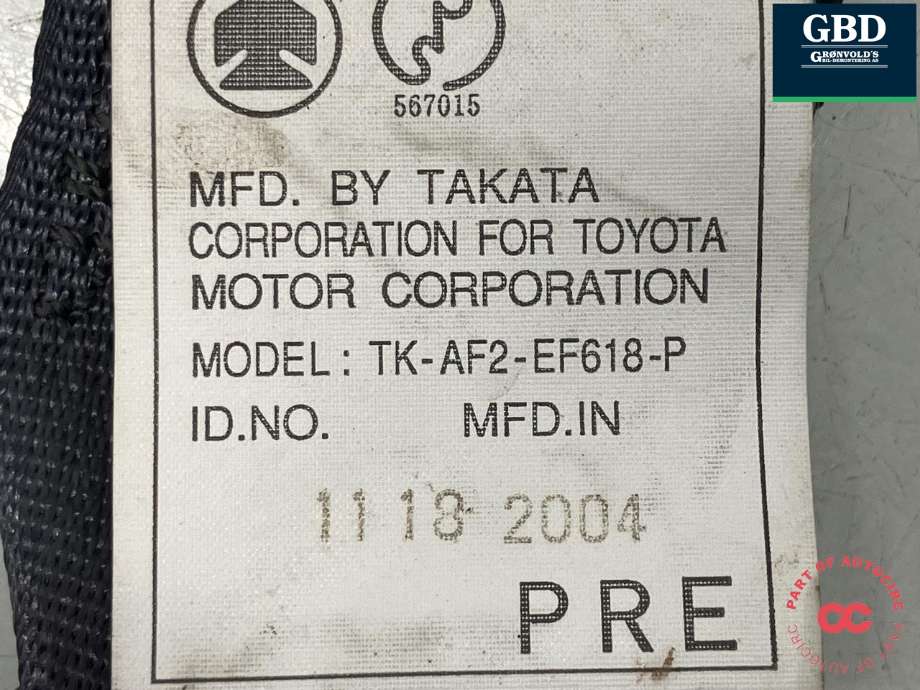 Sikkerhetsbelte foran høyre til Toyota Land Cruiser 120 2002-2009  (7321060540B0|)