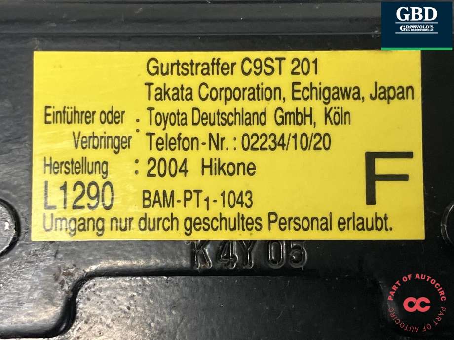 Sikkerhetsbelte foran venstre til Toyota Land Cruiser 120 2002-2009  (7322060460B0|)