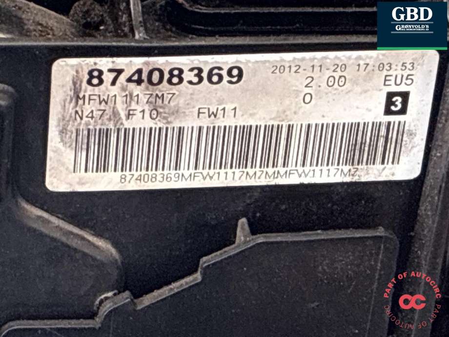 Motor diesel til BMW 5-Serie 2010-2017 (F10/F11) (F10/F11) (N47-D20C|11 00 2 184 389|87408369)