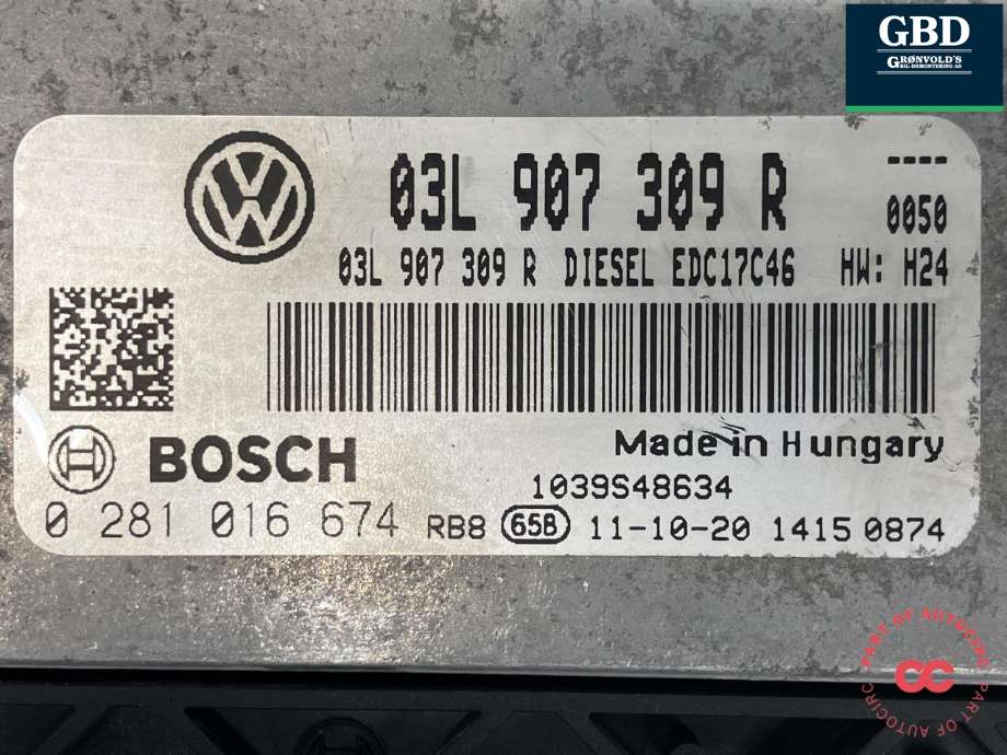 Styreenhet motor til VW Touran 2010-2015 (Type I, Fase 3)  (03L 906 018 NM 1T0|)