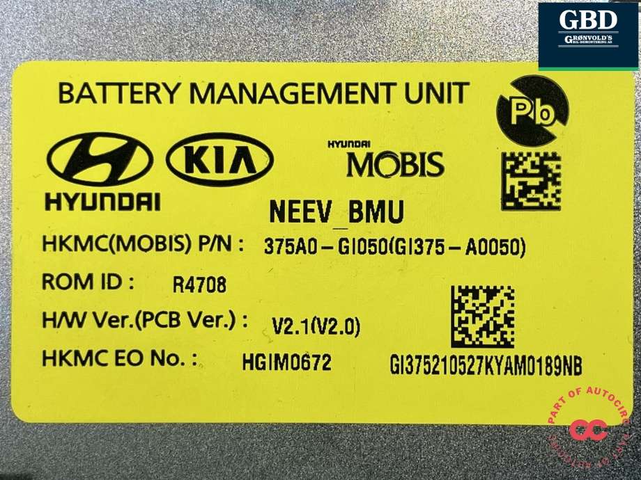 Styreenhet batteri elbil (BMS - Battery Management System) til Hyundai Ioniq 5 2021-->>  (375A0GI0 50|)