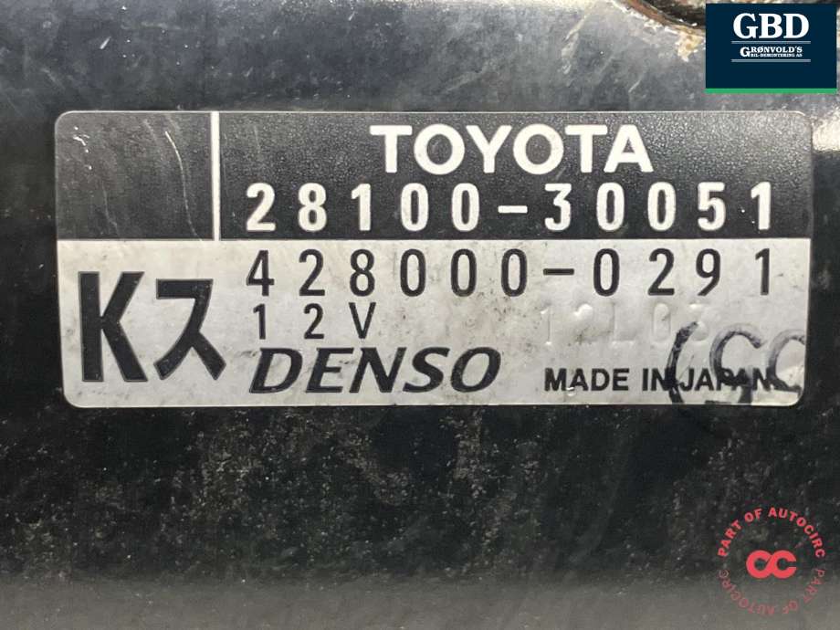Starter diesel til Toyota Hiace 2007-2012 (Fase 3)  (2810030051|281003005184|)