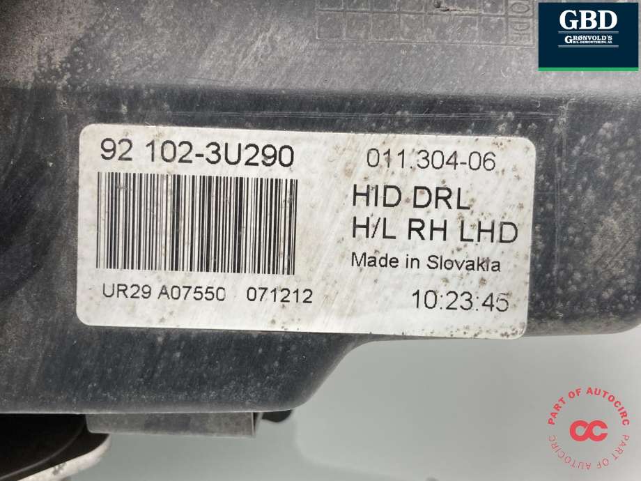 Frontlykt høyre xenon til Kia Sportage 2010-2016 (Type III)  (92102 3U111|92102 3U290|)