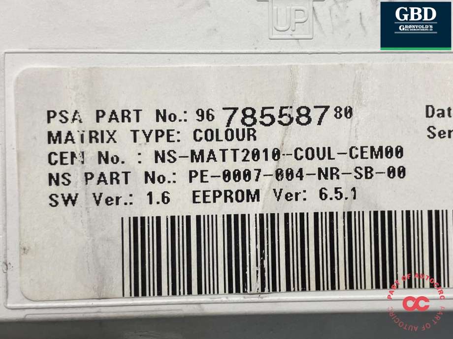 Instrumentpanel til Peugeot 508 2011-2014 (Type I, Fase 1)  (98 248 421 80|6103 SW|)