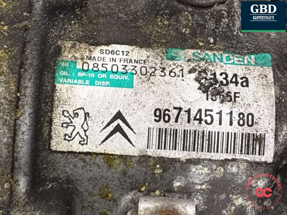 Aircondition kompressor til Peugeot 508 2014-2018 (Type I, Fase 2) (98 242 872 80|6487 54. 98 242 872 80 .98 197 120 80|98 242 872 80 .98 242 872 80 .6487 55 . 16 262 672 80)
