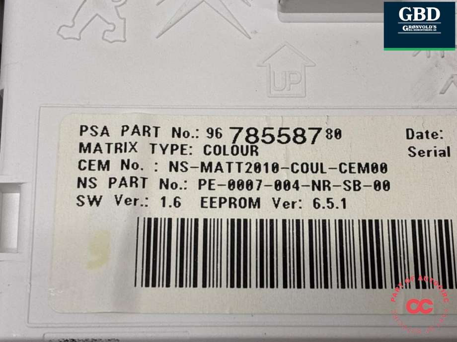 Instrumentpanel til Peugeot 508 2014-2018 (Type I, Fase 2)  (98 227 260 80|96 744 772 80|)