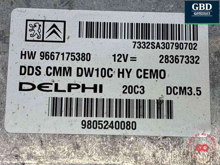 Styreenhet motor til Peugeot 508 2014-2018 (Type I, Fase 2)  (16 080 669 80|16 776 232 80|)