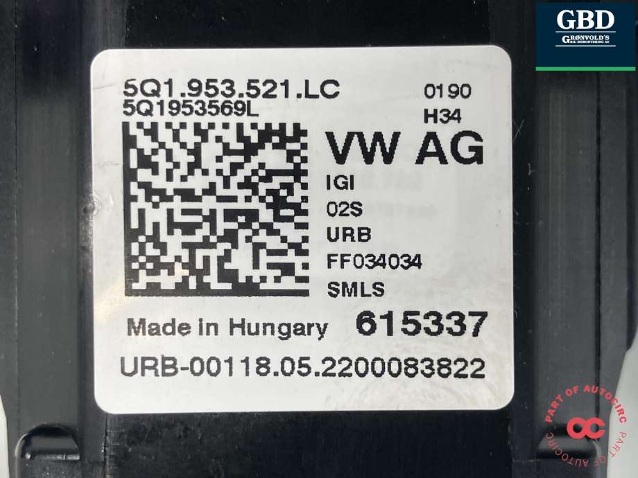Bryter combi til Škoda Kodiaq 2017-->>  (5Q1 953 521 LC IGI|5Q1 953 521 LC|)