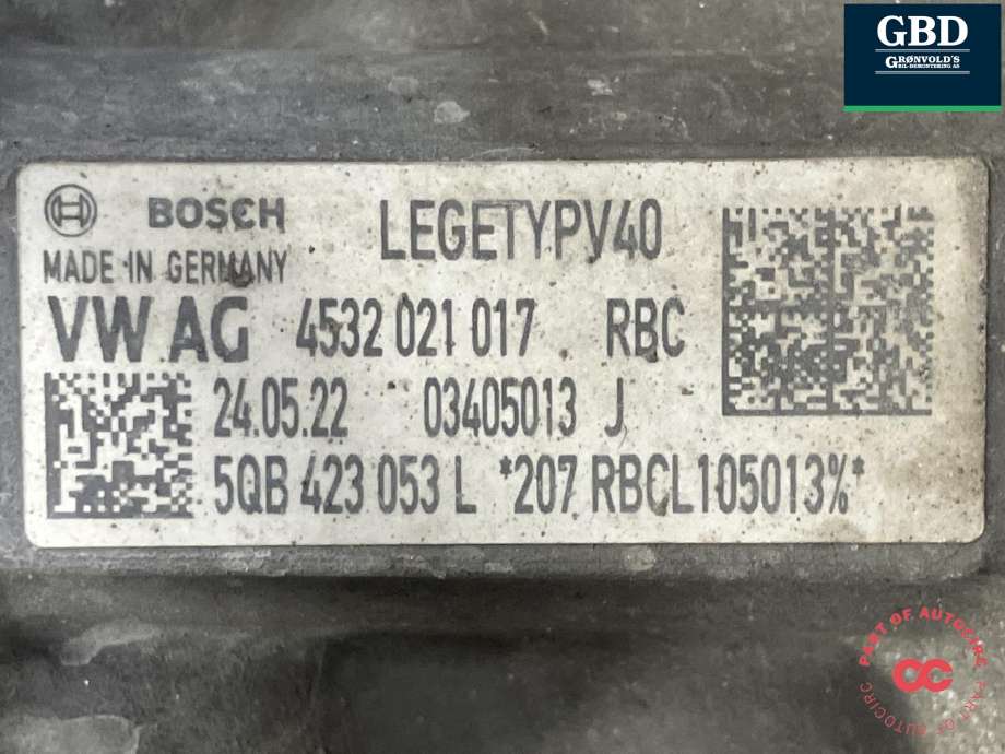 Tannstang elektrisk til Škoda Kodiaq 2017-->> (5QB 423 056 G|5QB 423 056 E|)