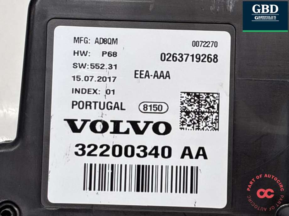 Instrumentpanel til Volvo V90 / V90 CC / S90 2016-->>  (36051311|32200340|0263719268)
