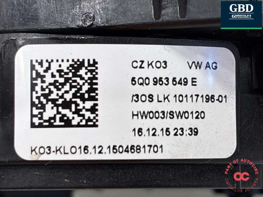 Bryter combi til VW e-Golf 2014-2017 (Fase 1) (5Q0 953 513 AJ|5Q0.953.507.GH| 5Q0 953 549 E)