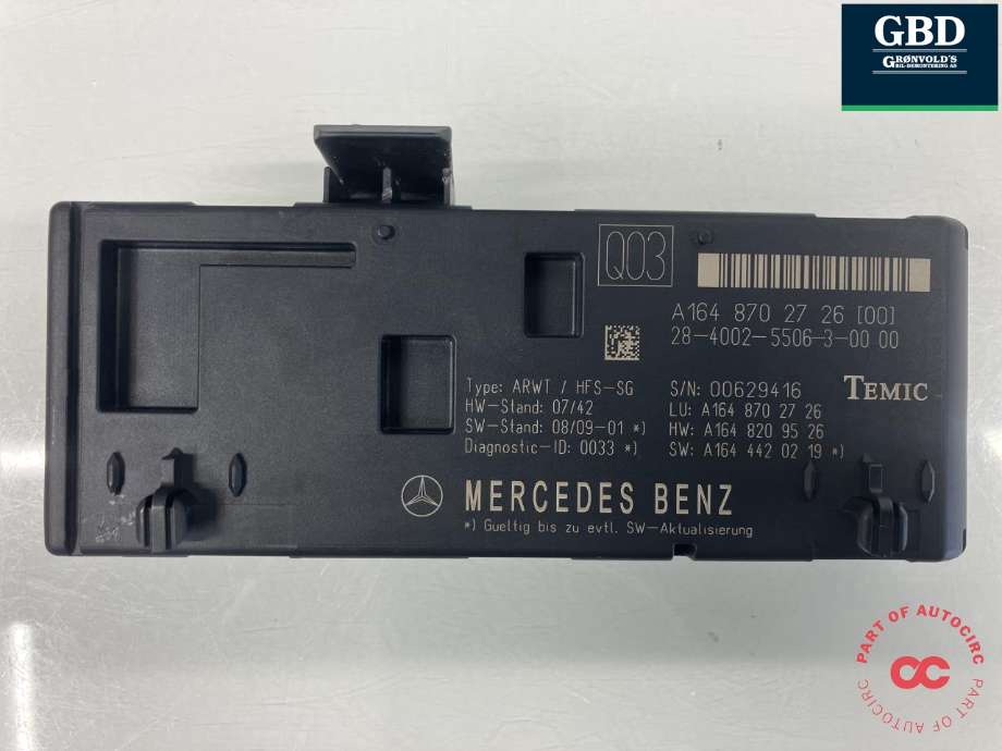 Styreenhet elektrisk bakluke til Mercedes GL 2006-2012 (X164) (X164) (A 164 870 27 26|A 164 870 27 26 80|)