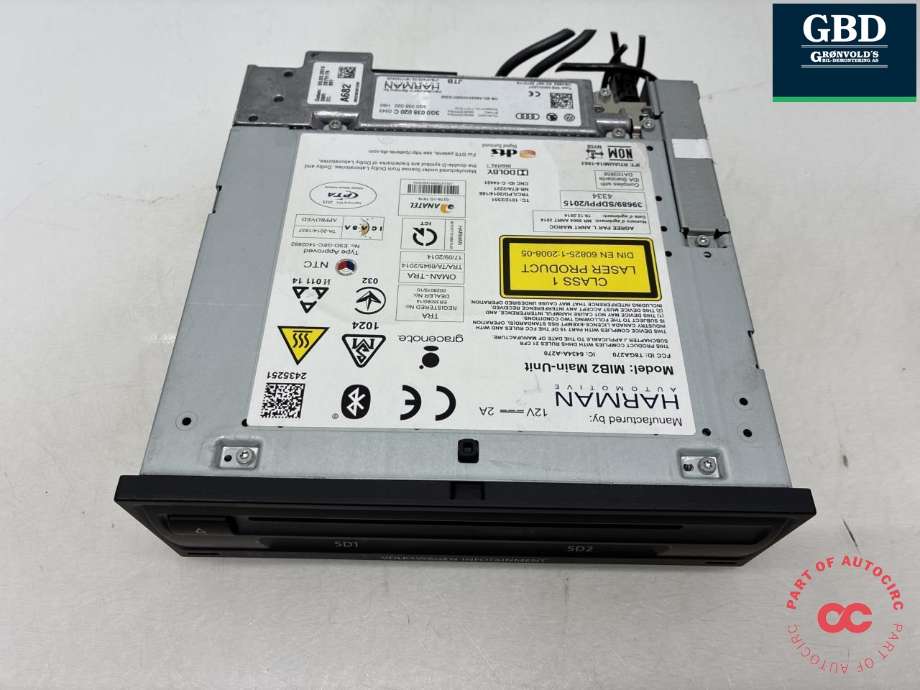 Bilstereo CD-veksler til VW e-Golf 2014-2017 (Fase 1)  (HARMAN|3G0 035 020 C|3G0 035 020 CX|)