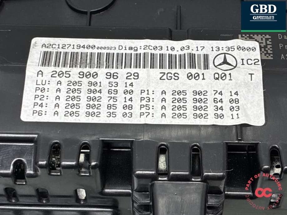 Instrumentpanel til Mercedes GLC 2015-2022 (X253) (X253) (A 205 900 96 29|A 205 900 42 27|)