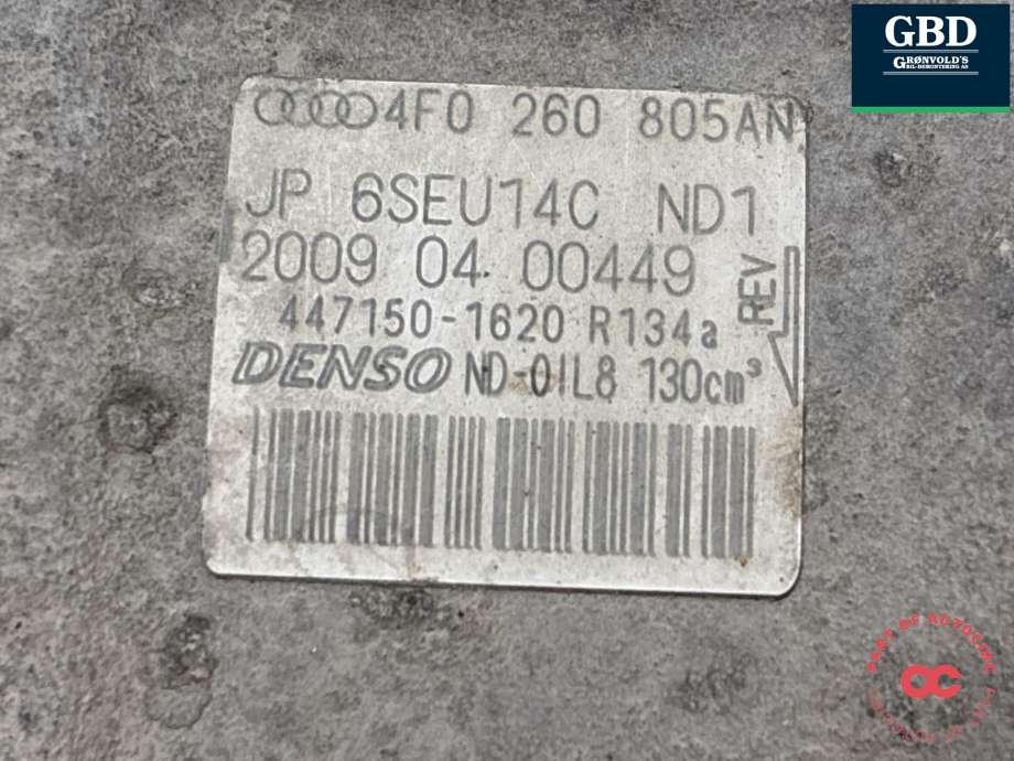 Aircondition kompressor til Audi A6 2008-2011 (Type III, Fase 2) (C6) (C6) (4F0 260 805 AP|)