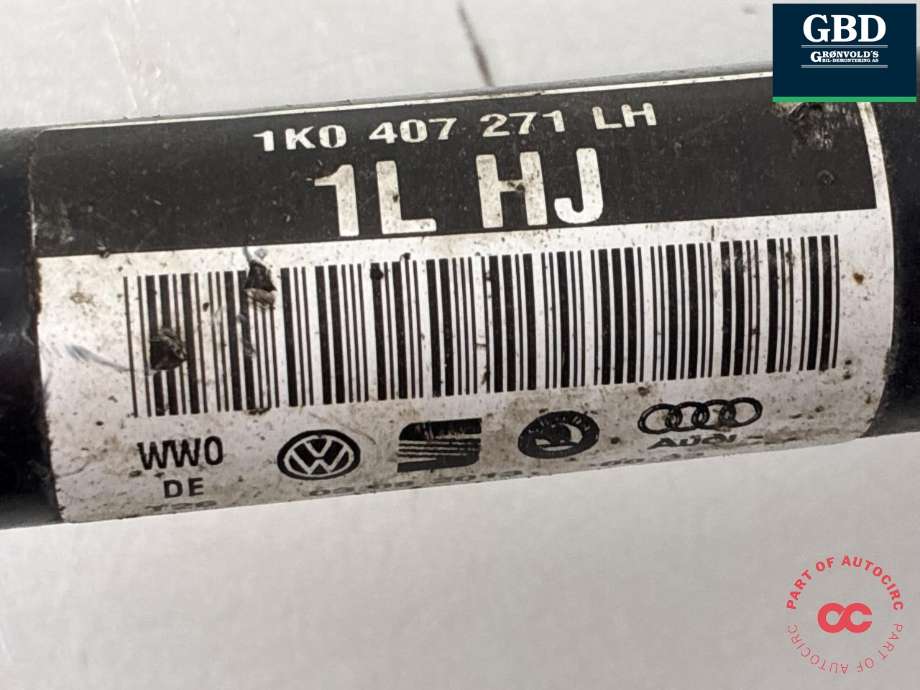 Drivaksel venstre foran, diesel/automat til VW Passat 2011-2015 (B7) (B7) (1K0 407 271 KB|1K0 407 763 X|)