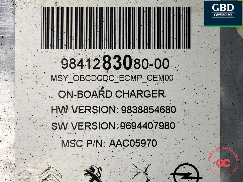 Batterilader (OBC - On Board Charger) til Peugeot e-2008 2019-->> (16 913 444 80|16 758 121 80|)