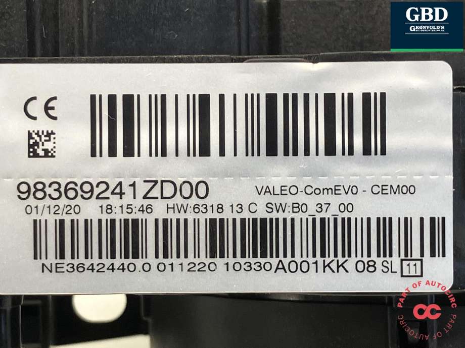 Bryter combi til Peugeot e-2008 2019-->>  (98 255 383 ZD|98 369 241 ZD|)