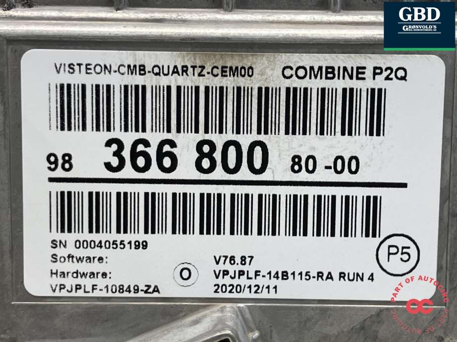Instrumentpanel til Peugeot e-2008 2019-->>  (98 485 804 80|98 366 800 80|98 478 413 80)