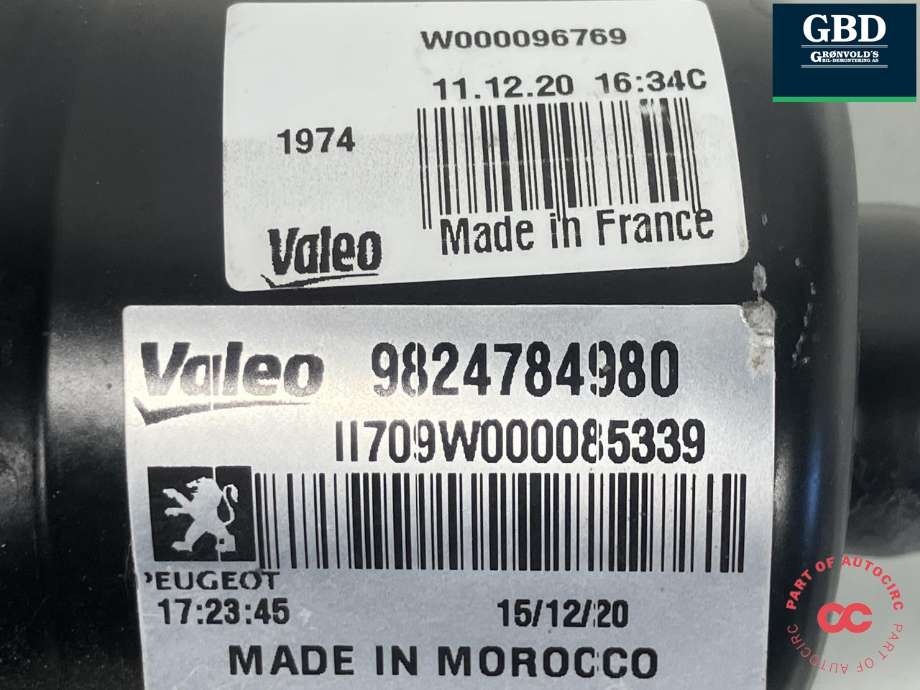 Viskermotor frontrute komplett m/overføring til Peugeot e-2008 2019-->>  (98 247 849 80|)