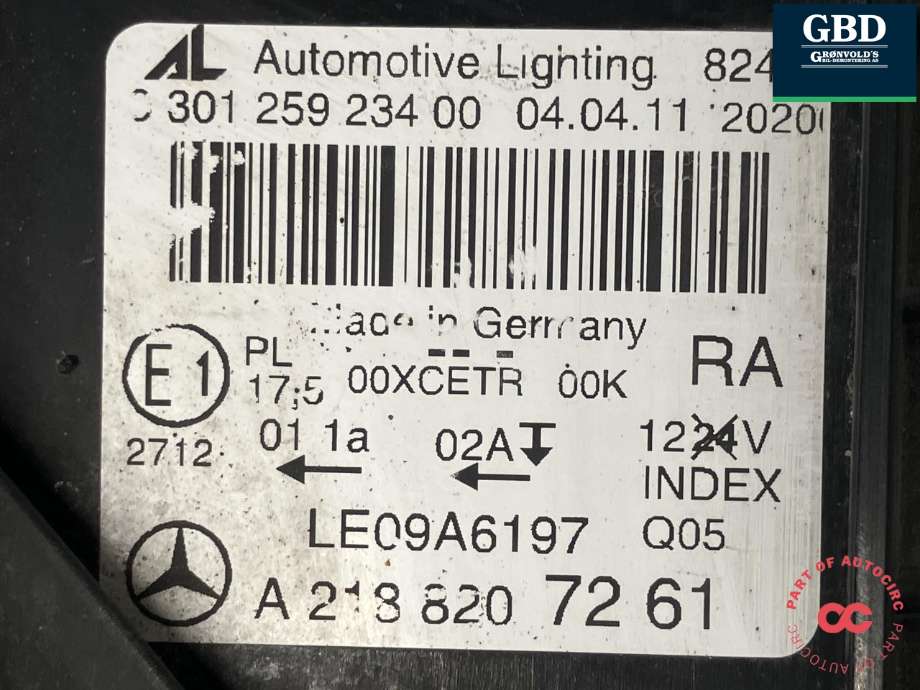 Frontlykt høyre full-LED til Mercedes CLS 2011-2017 (C218) (C218) (AUTOMOTIVE LIGHTING|A 218 820 54 61|A 218 820 72 61|0 301 259 234 00)