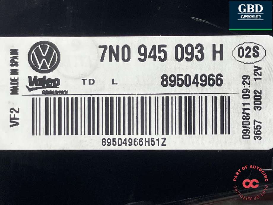 Baklykt venstre indre til VW Sharan 2010-->> (Type II) (7N0 945 093 K|)