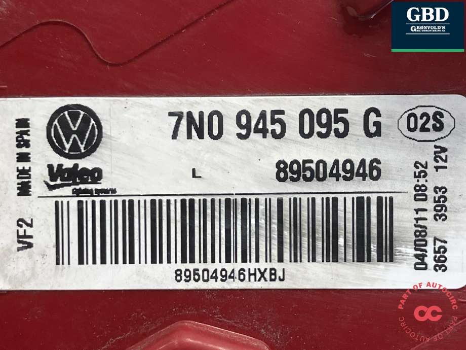 Baklykt venstre ytre til VW Sharan 2010-->> (Type II)  (7N0 945 095 G|)