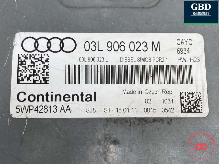 Styreenhet motor til Audi A3 2009-2012 (Type II, Fase 2)  (03L 906 023 M|)