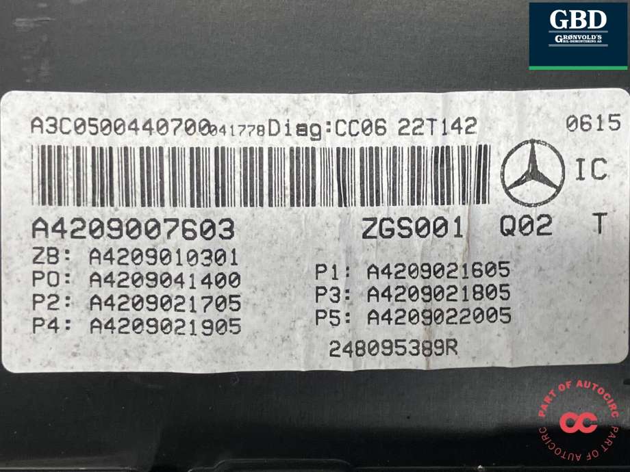 Instrumentpanel til Mercedes Citan 2021-->> (W420) (W420) (A 420 900 34 10|A 420 900 00 07|)