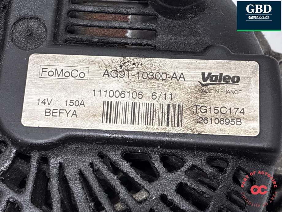 Dynamo diesel til Ford S-Max 2010-2015 (Type I, Fase 2) (1678608|AG9T-10300-AA|)