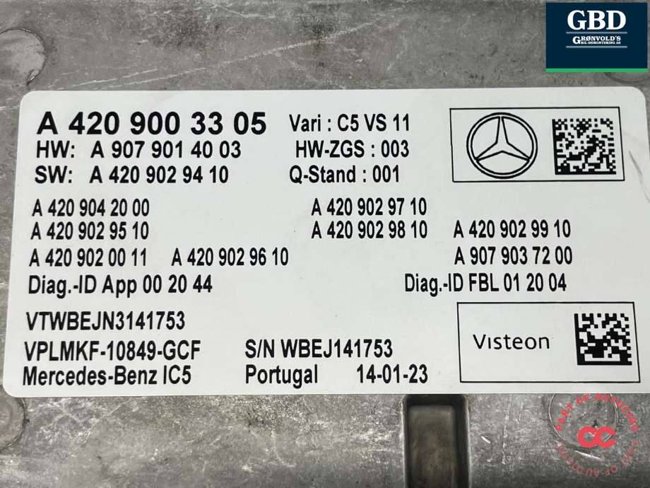 Bilstereo til Mercedes Citan 2021-->> (W420) (W420) (A 420 900 33 05|A 907 901 40 03|A 420 902 94 10)