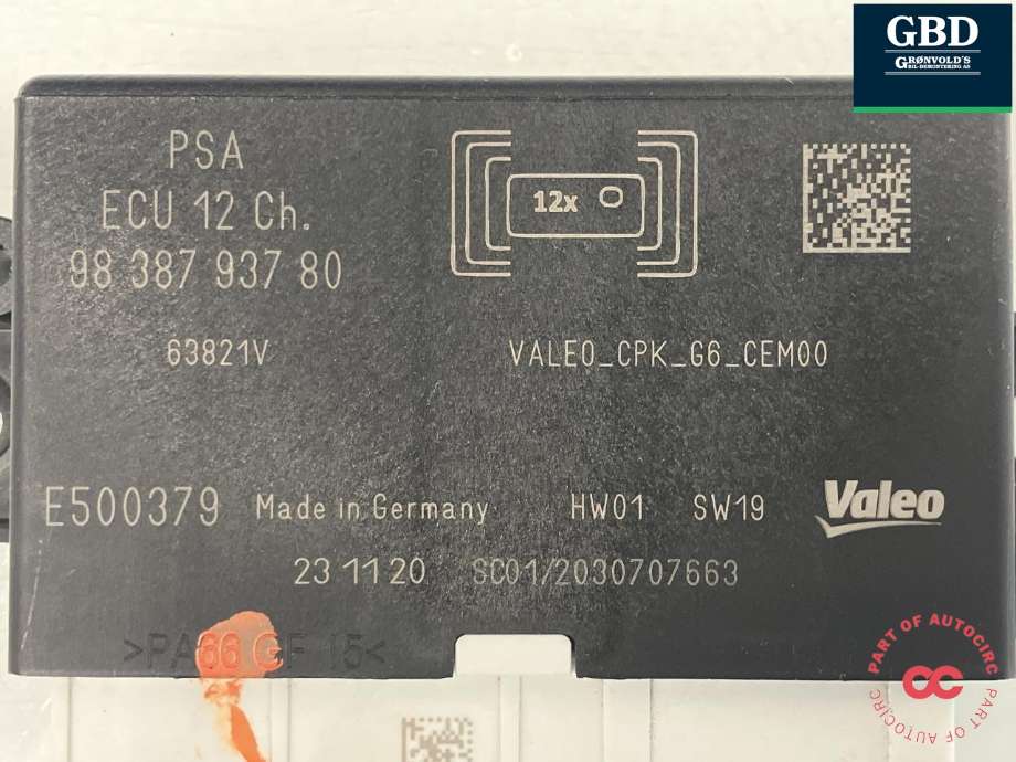 Styreenhet parkering til Peugeot e-2008 2019-->> (16 742 572 80|98 387 937 80|)