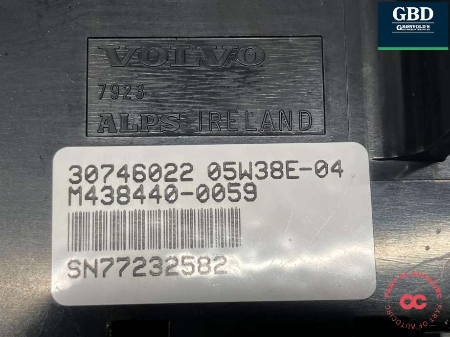Varmeapparat betjening til Volvo XC70 2005-2007 (Type I, Fase 2) (30746022|)