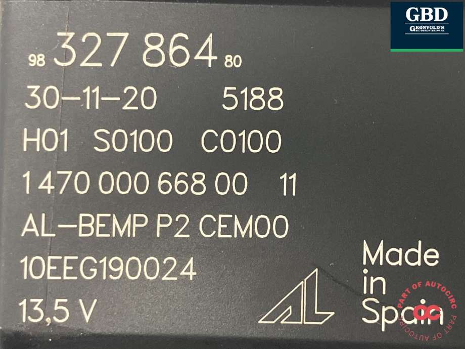 Styreenhet lys (LCM - Light Control Module) til Peugeot e-2008 2019-->>  (98 327 864 80|)