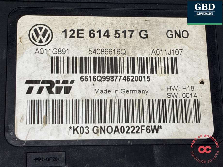ABS sentral til Seat Mii electric 2019-->>  (12E 614 517 F|12E 614 517 F  BEF|12E 614 517 G  BEF)