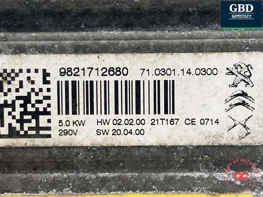 Varmeapparat PTC-heater til Toyota Proace 2016-->> (Type II)  (SU001B2992|982172680|)