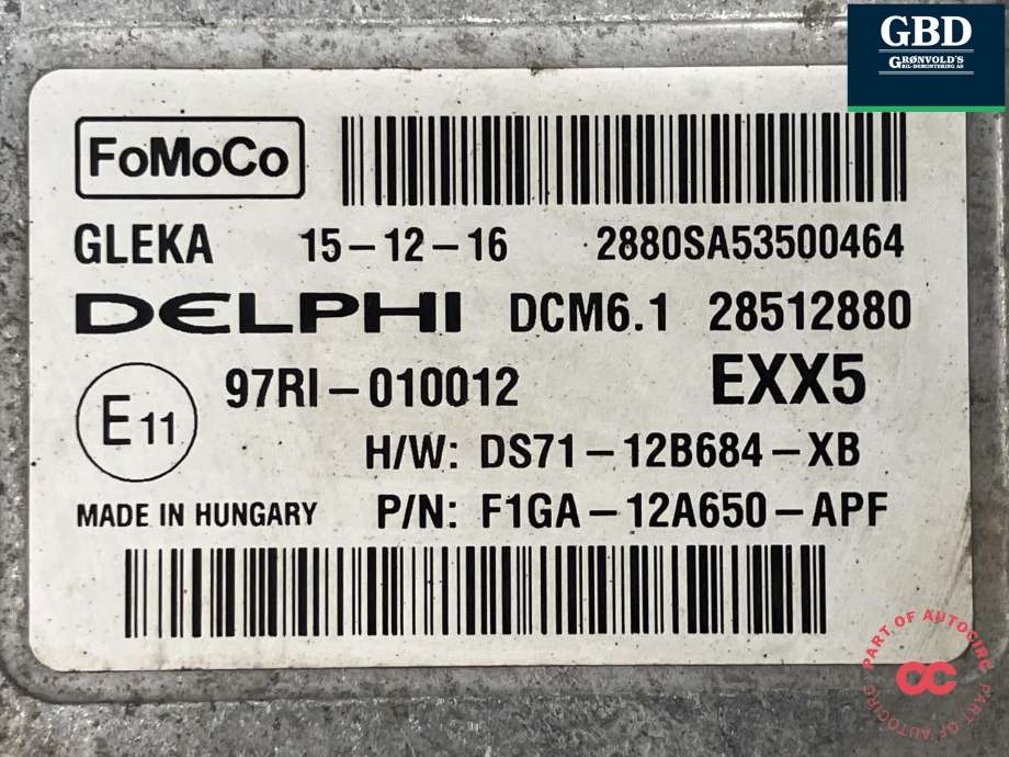 Styreenhet motor til Ford S-Max 2015-->> (Type II) (DELPHI|2037011|RMDS71-12A650-XC|F1GA-12A650-APF)