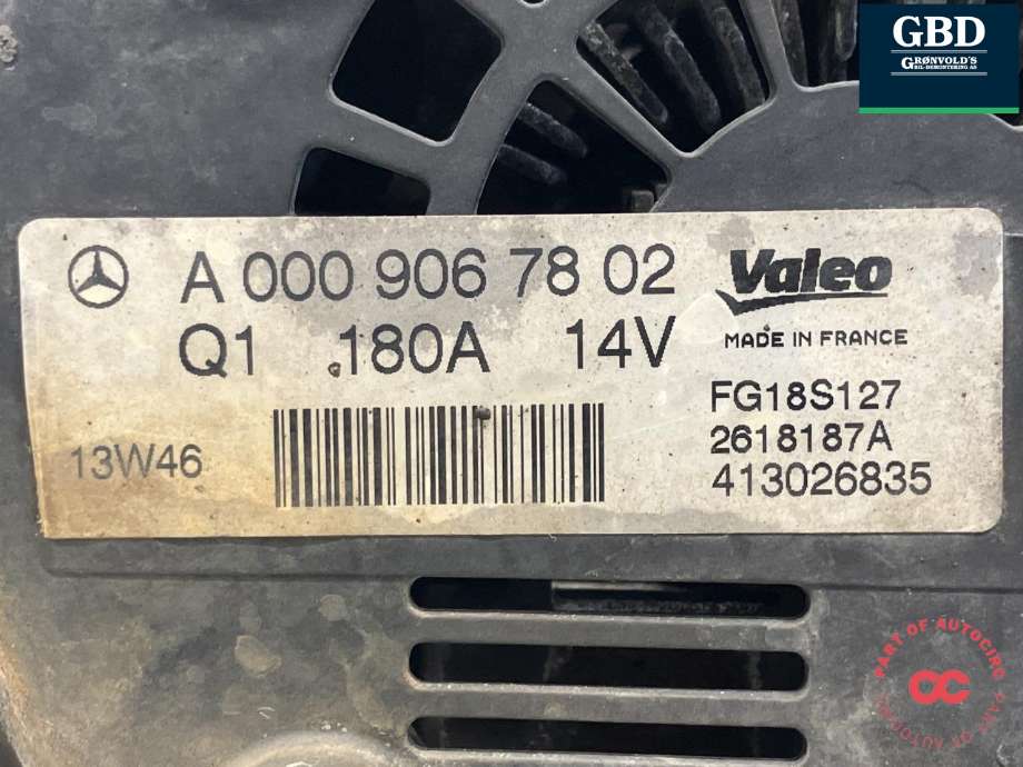 Dynamo diesel til Mercedes C-Klasse 2011-2014 (Fase 2) (W204) (W204) (VALEO|A 000 906 78 02|)