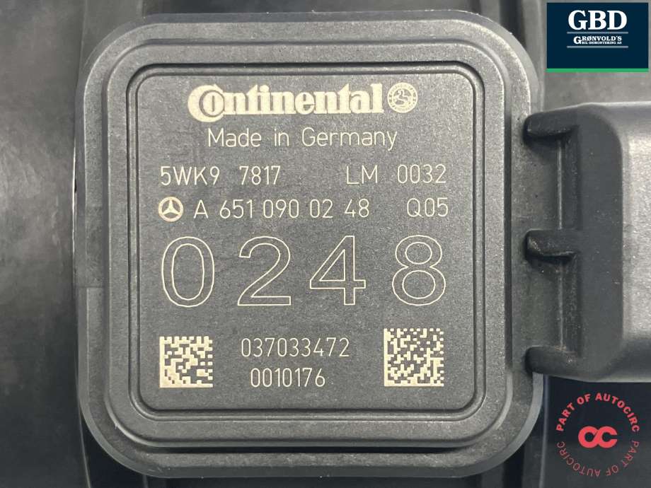 Luftmengde/luftmassemåler til Mercedes C-Klasse 2011-2014 (Fase 2) (W204) (W204) (A 651 090 02 48|)