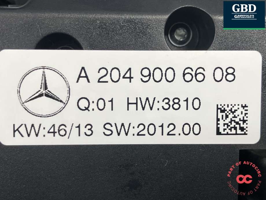 Varmeapparat betjening til Mercedes C-Klasse 2011-2014 (Fase 2) (W204) (W204) (A 204 900 75 15|A 204 900 66 08|)