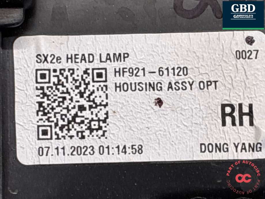 Frontlykt høyre full-LED til Hyundai Kona 2024-->> (Type II) (92102-HF100|HF921-61120|)