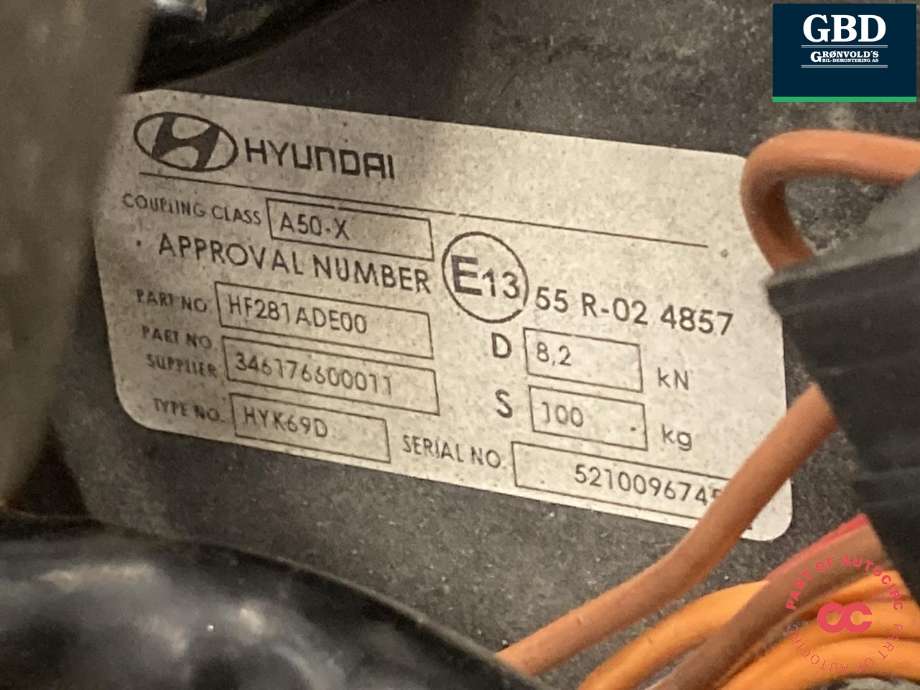 Hengerfeste til Hyundai Kona 2024-->> (Type II) (|E13 55 R-02 4857|HF281ADE00)