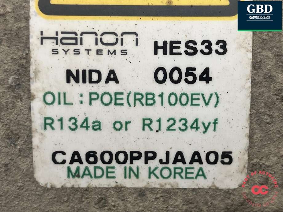 Aircondition kompressor elbil til Kia Niro 2016-2021 (HANON|97701K4000|CA600PPJAA05|)
