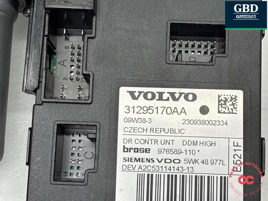 Ruteheis, kun motor, venstre foran til Volvo V70 2007-2013 (Type III, Fase 1) (30699645|31295170AA|)